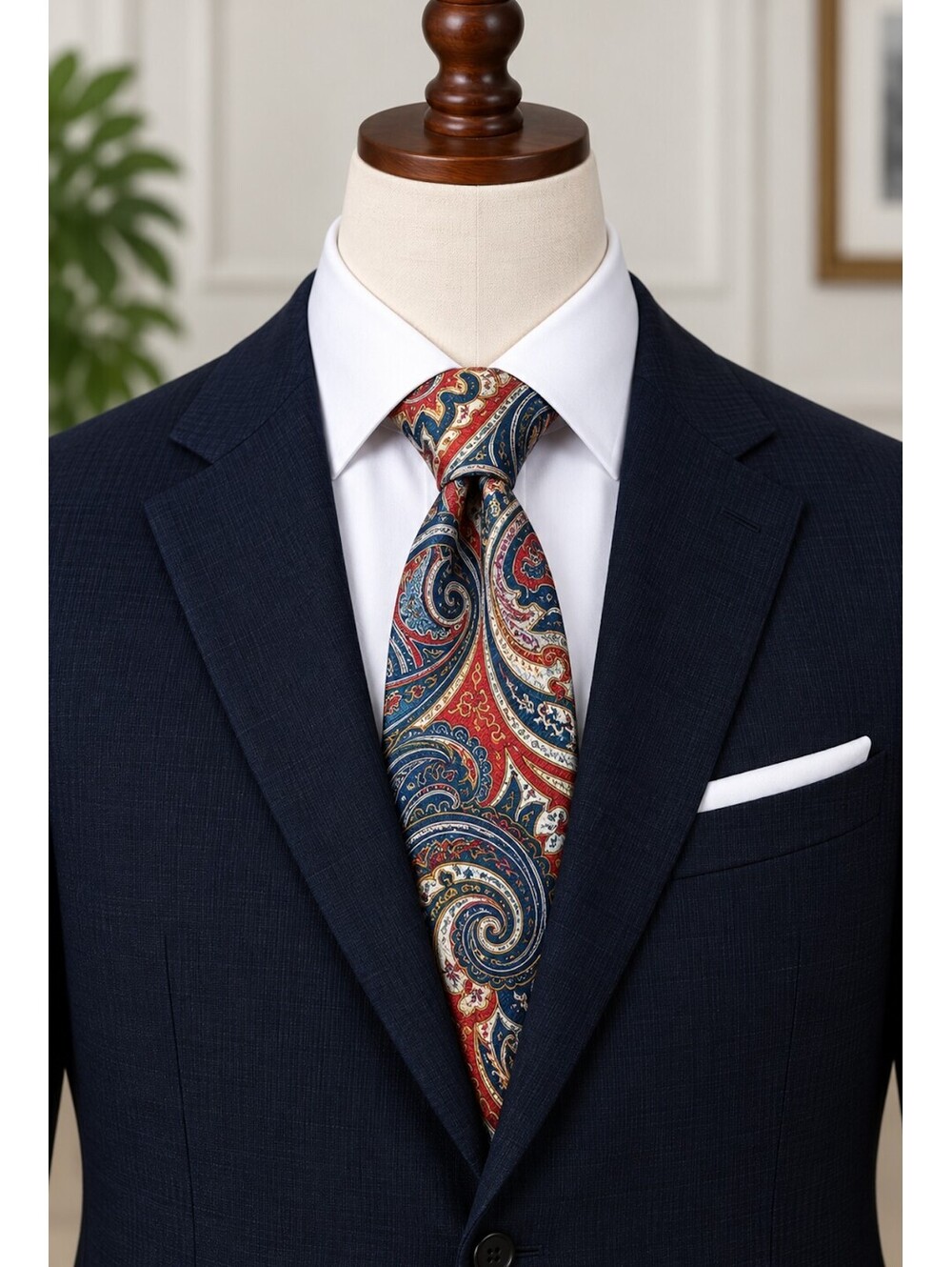 FN Fashion Neckwear Men's 100% Silk Handmade Paisley Pattern Tie